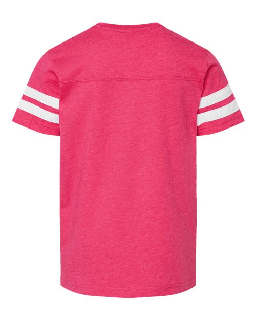 Youth Football Fine Jersey Tee - Vintage Hot Pink/ White