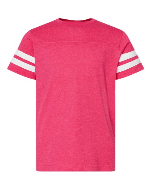 Youth Football Fine Jersey Tee - Vintage Hot Pink/ White