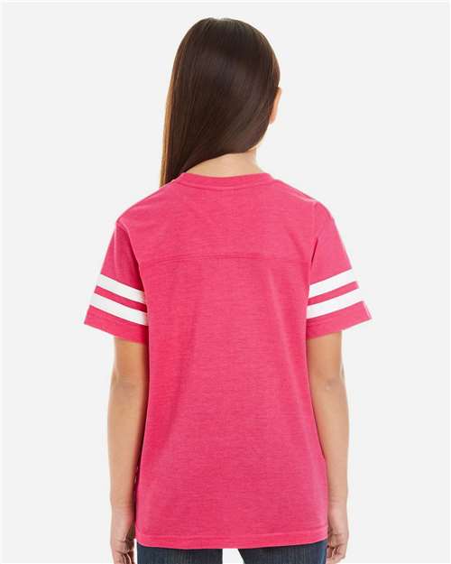 Youth Football Fine Jersey Tee - Vintage Hot Pink/ White