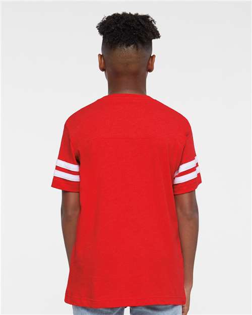 Youth Football Fine Jersey Tee - Vintage Red/ White