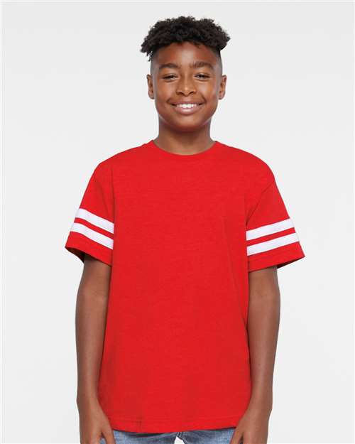 Youth Football Fine Jersey Tee - Vintage Red/ White