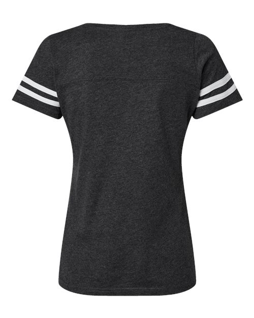 Women's Football V-Neck Fine Jersey Tee - Vintage Smoke/ White