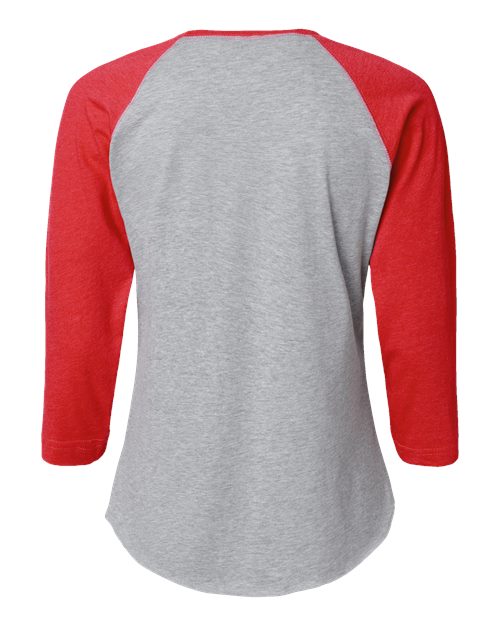 Women's Baseball Fine Jersey Three-Quarter Sleeve Tee - Vintage Heather/ Vintage Red