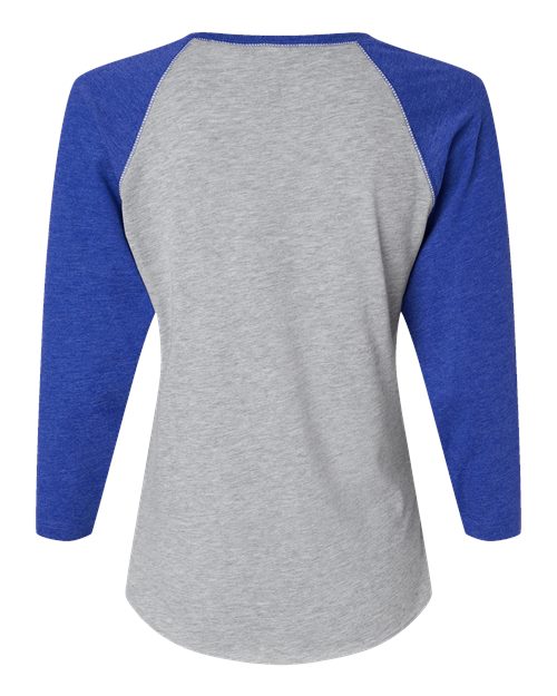 Women's Baseball Fine Jersey Three-Quarter Sleeve Tee - Vintage Heather/ Vintage Royal