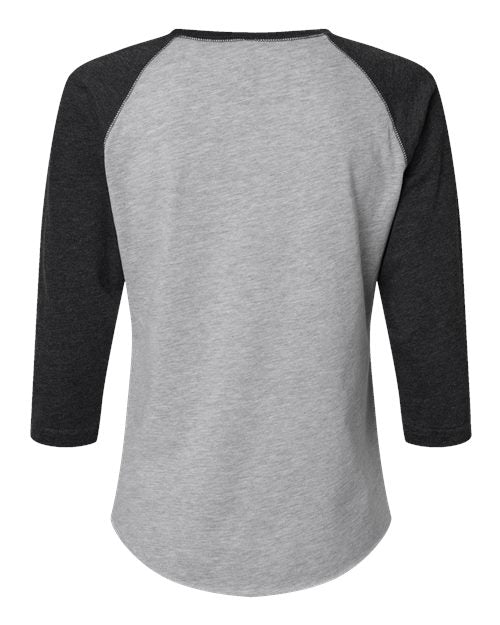 Women's Baseball Fine Jersey Three-Quarter Sleeve Tee - Vintage Heather/ Vintage Smoke