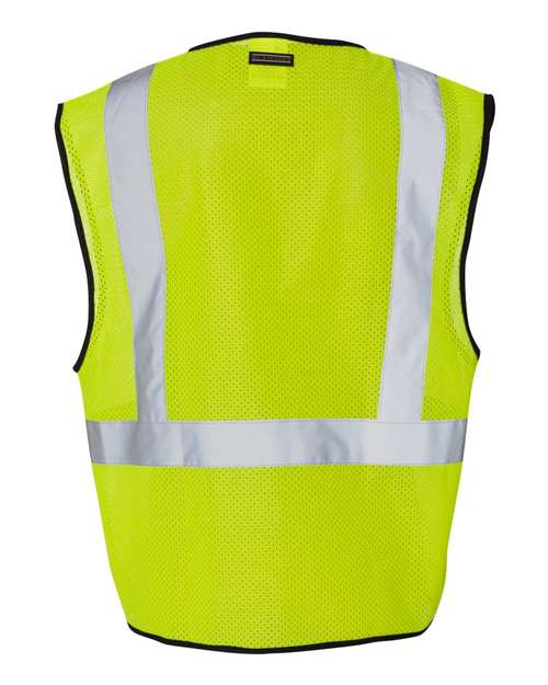 Unisex Single Pocket Zipper Mesh Class 2 Vest - Lime