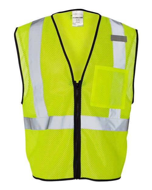 Unisex Single Pocket Zipper Mesh Class 2 Vest - Lime