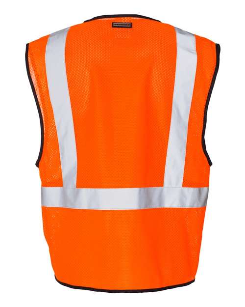 Unisex Single Pocket Zipper Mesh Class 2 Vest - Orange