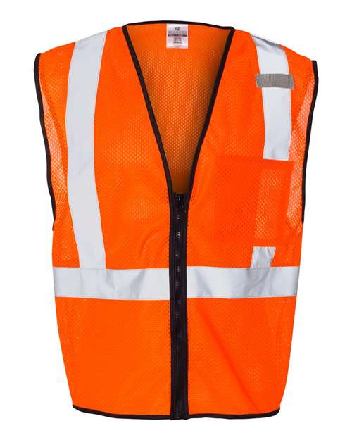 Unisex Single Pocket Zipper Mesh Class 2 Vest - Orange