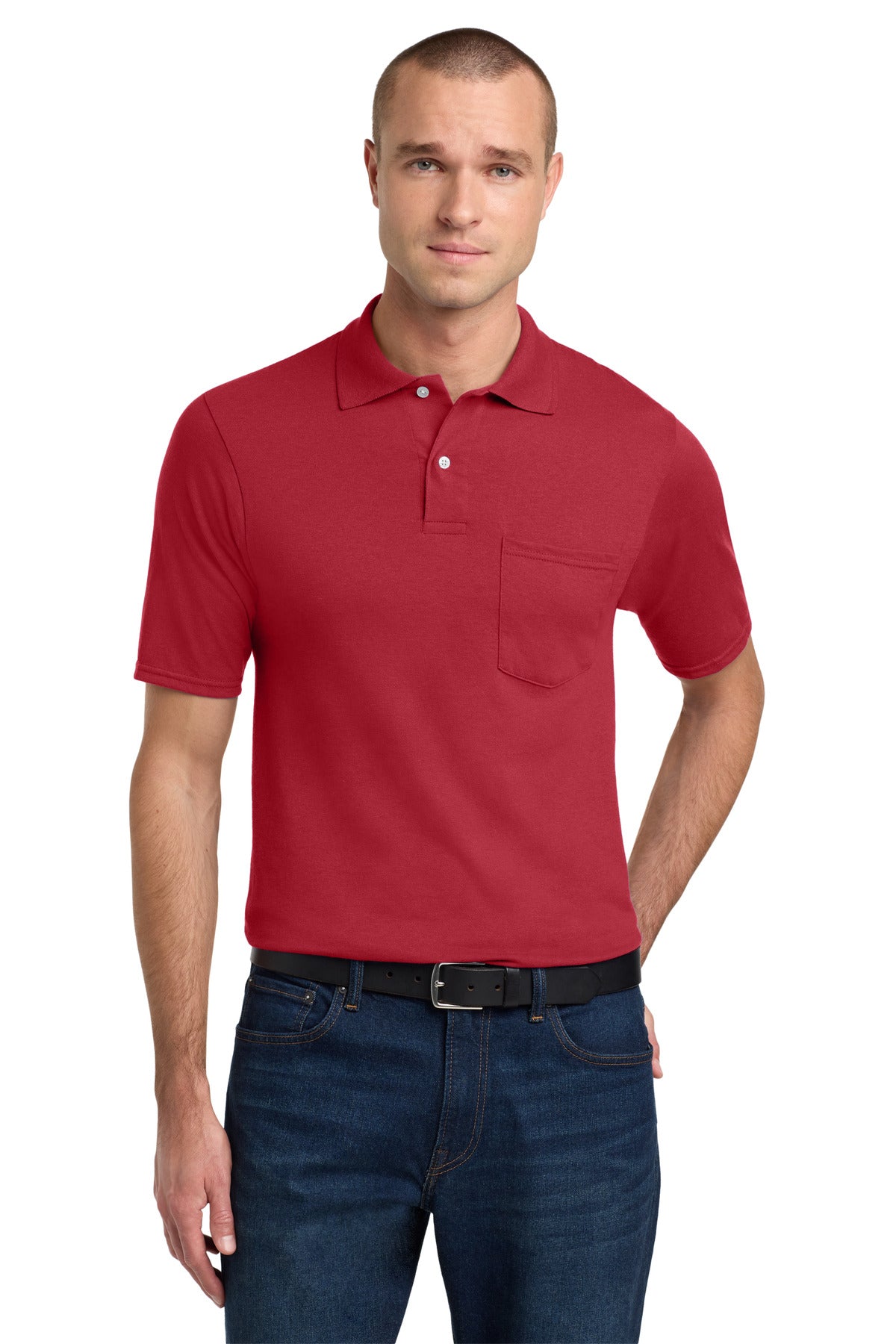 Jerzees Dri-Power Pocket Sport Shirt - True Red