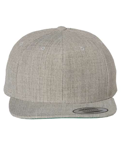 Premium Flat Bill Snapback Cap - Heather Grey