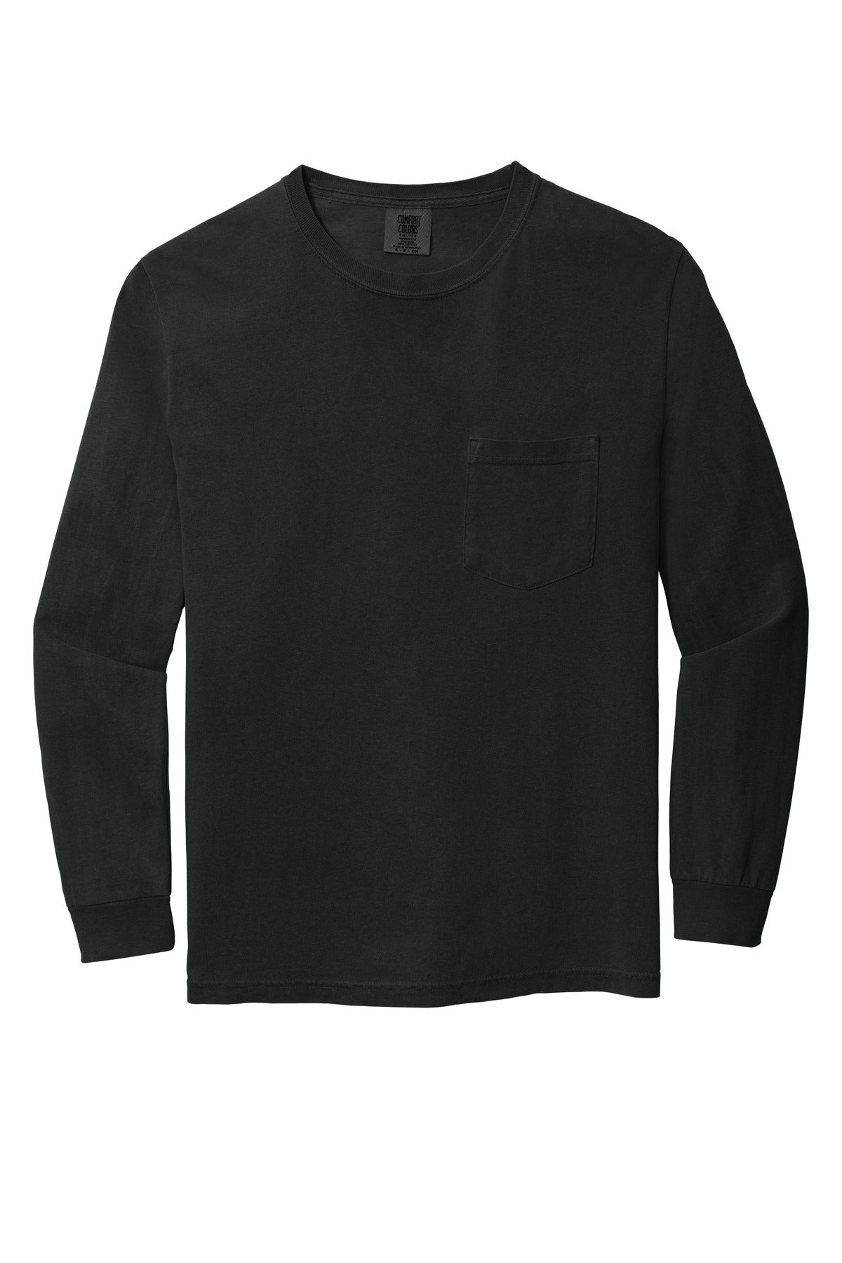 COMFORT COLORS  Heavyweight Ring Spun Long Sleeve Pocket Tee - Black