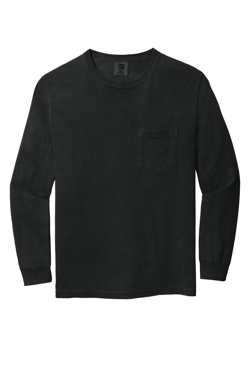 COMFORT COLORS  Heavyweight Ring Spun Long Sleeve Pocket Tee - Black