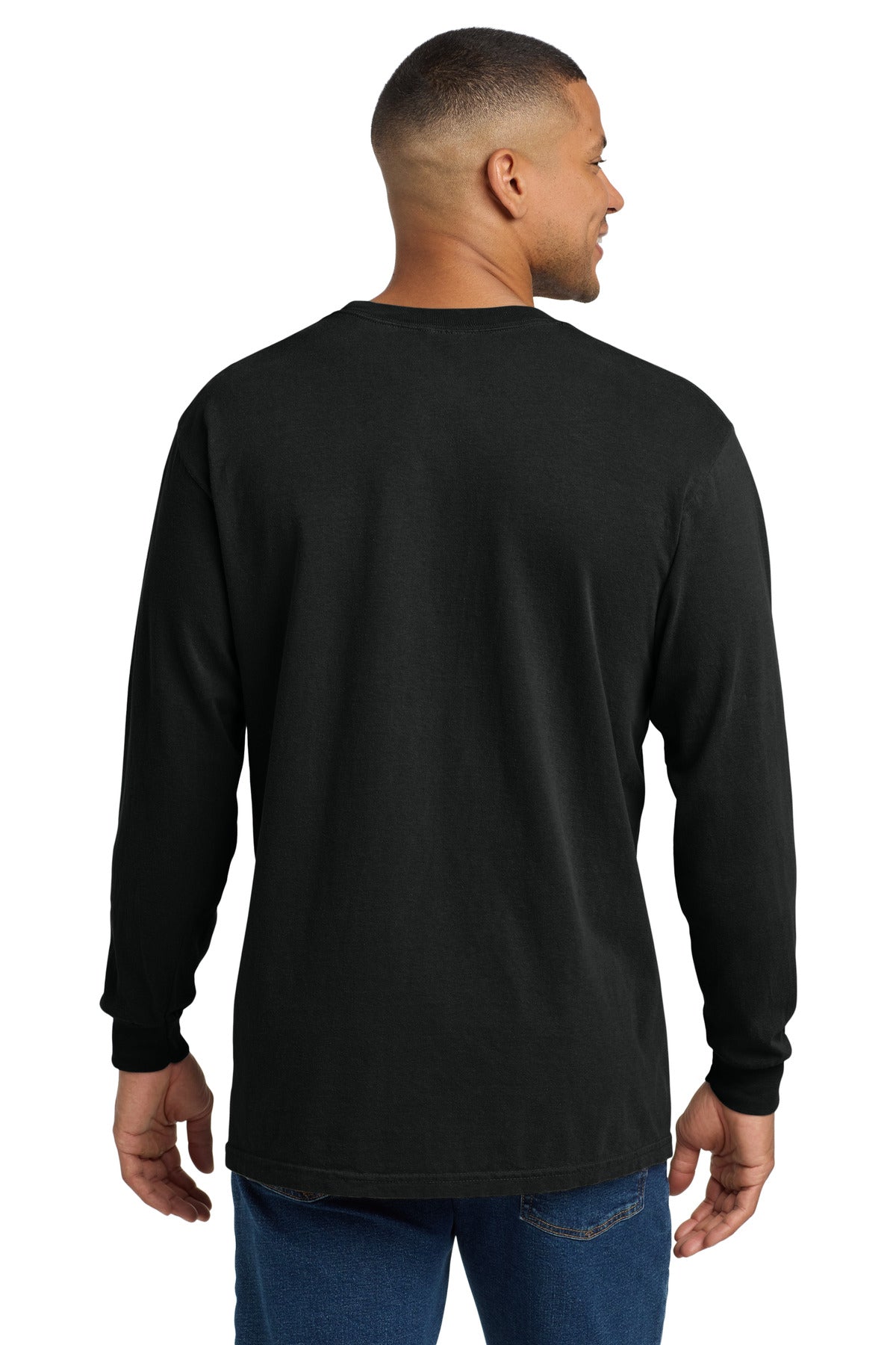 COMFORT COLORS  Heavyweight Ring Spun Long Sleeve Pocket Tee - Black