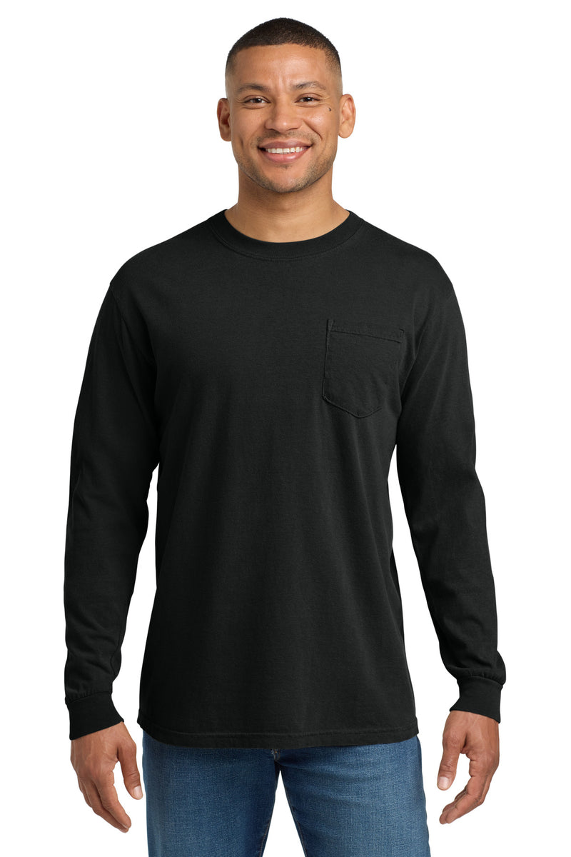 COMFORT COLORS  Heavyweight Ring Spun Long Sleeve Pocket Tee - Black
