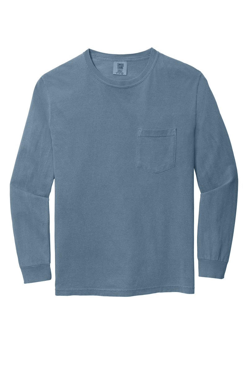 COMFORT COLORS  Heavyweight Ring Spun Long Sleeve Pocket Tee - Blue Jean