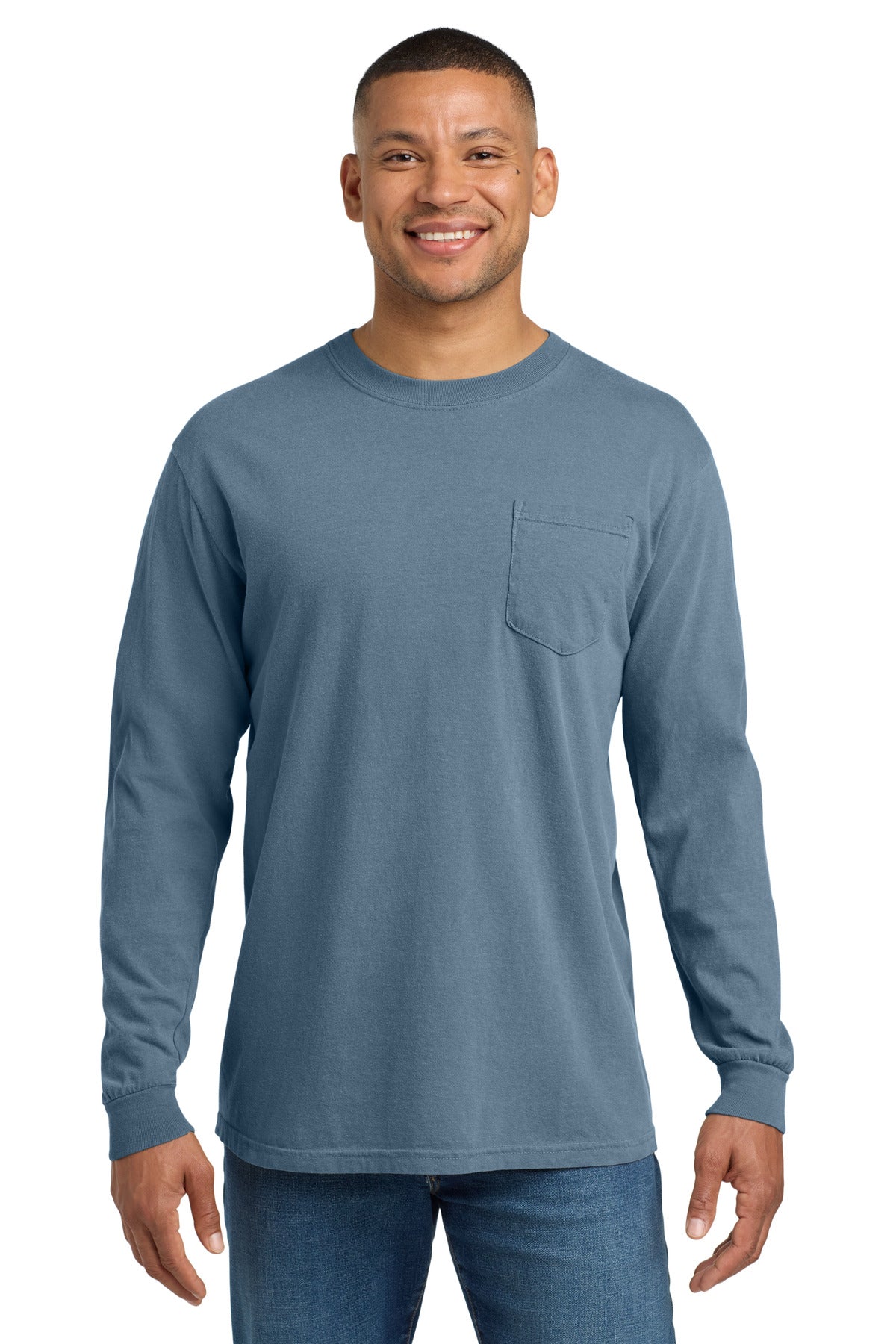 COMFORT COLORS  Heavyweight Ring Spun Long Sleeve Pocket Tee - Blue Jean