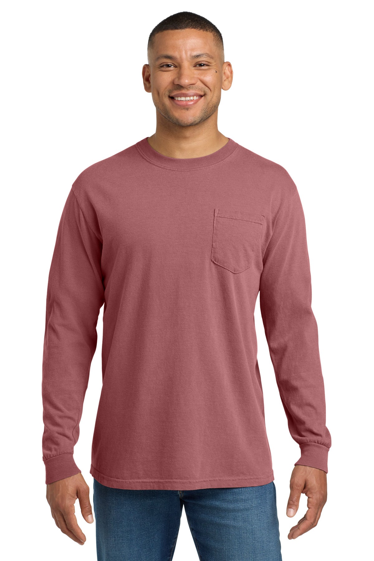 COMFORT COLORS  Heavyweight Ring Spun Long Sleeve Pocket Tee - Brick