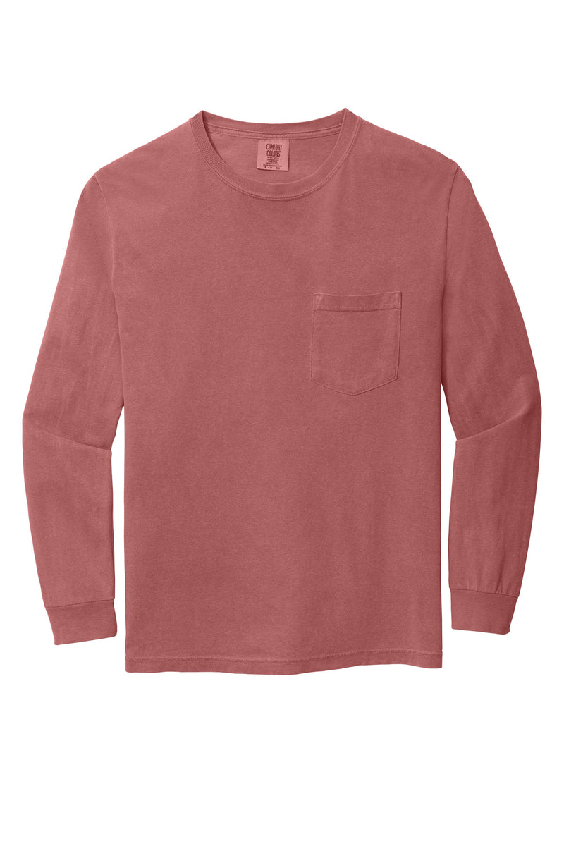 COMFORT COLORS  Heavyweight Ring Spun Long Sleeve Pocket Tee - Crimson