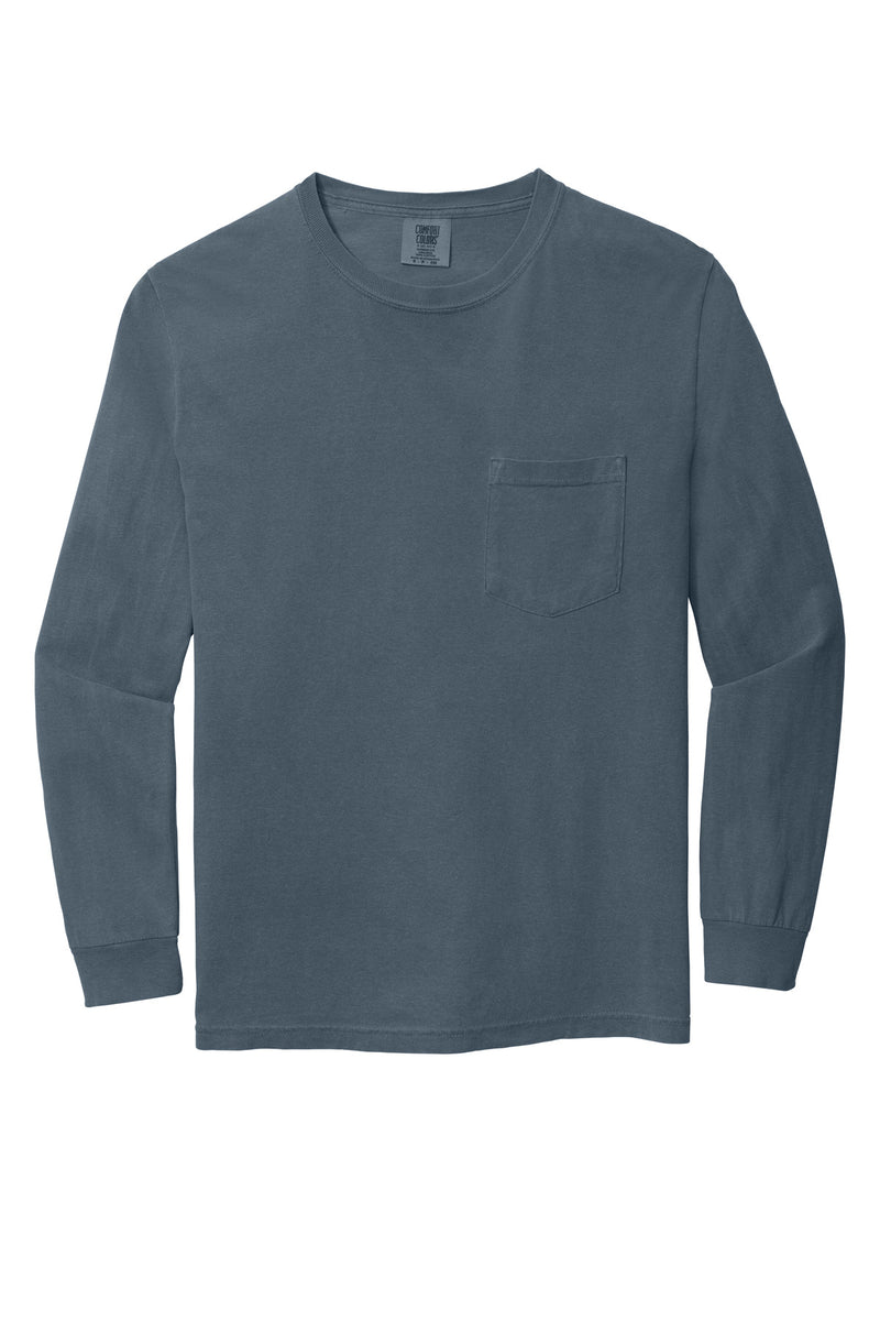 COMFORT COLORS  Heavyweight Ring Spun Long Sleeve Pocket Tee - Denim