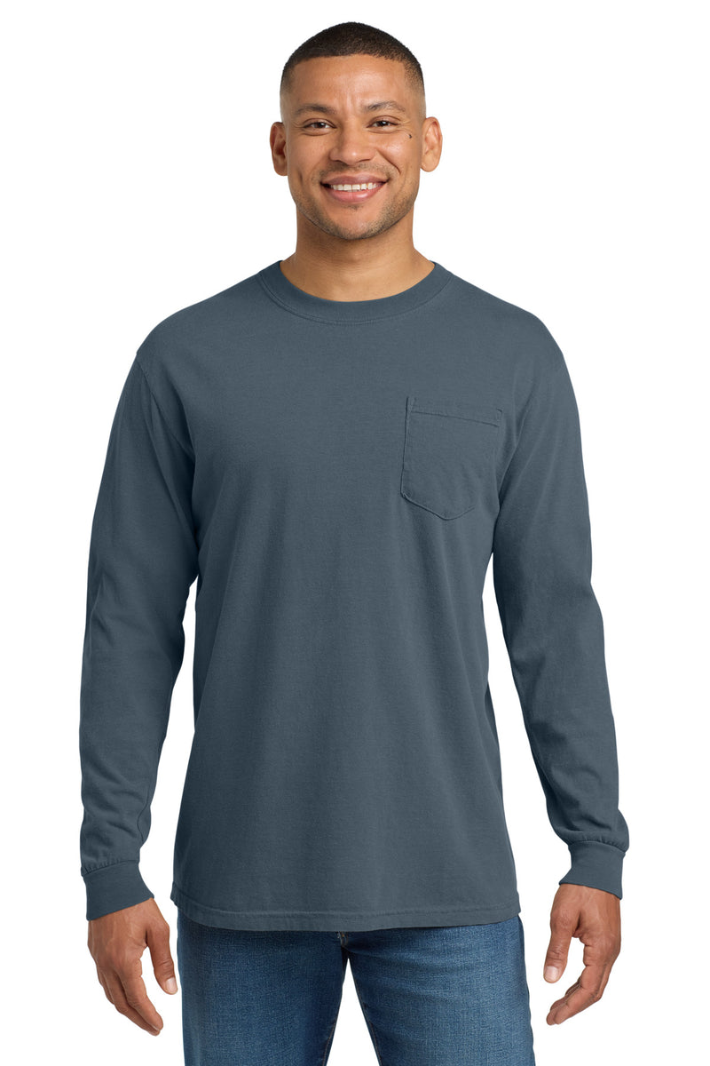 COMFORT COLORS  Heavyweight Ring Spun Long Sleeve Pocket Tee - Denim