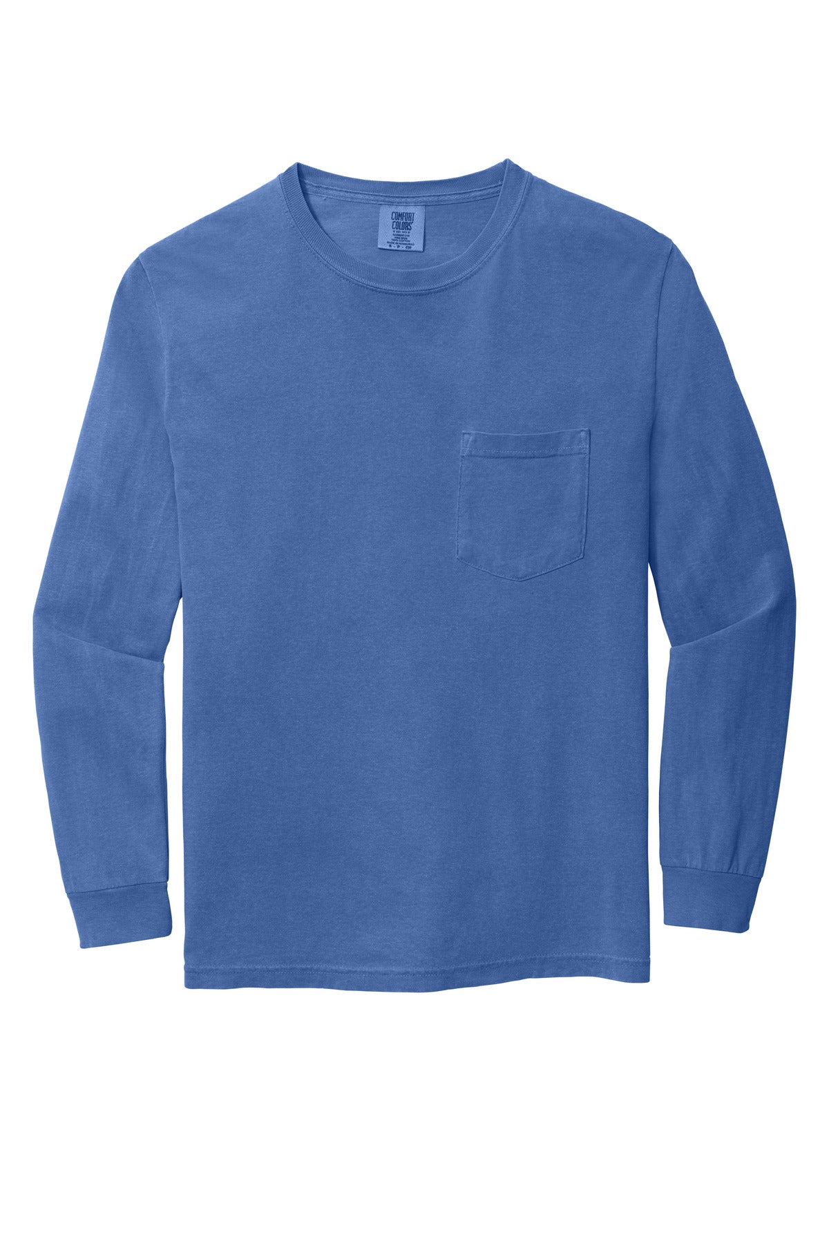 COMFORT COLORS  Heavyweight Ring Spun Long Sleeve Pocket Tee - Flo Blue