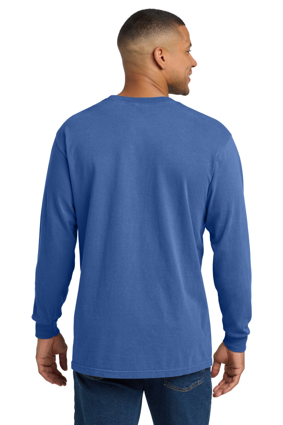COMFORT COLORS  Heavyweight Ring Spun Long Sleeve Pocket Tee - Flo Blue