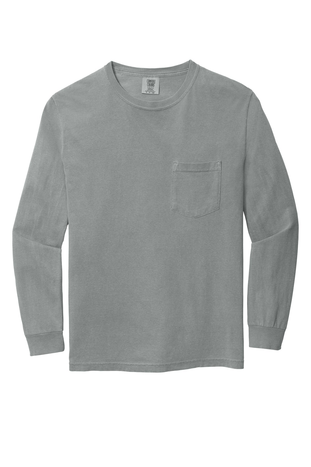 COMFORT COLORS  Heavyweight Ring Spun Long Sleeve Pocket Tee - Granite