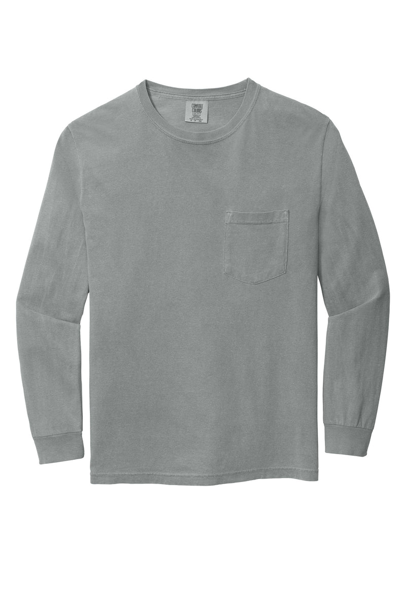 COMFORT COLORS  Heavyweight Ring Spun Long Sleeve Pocket Tee - Granite