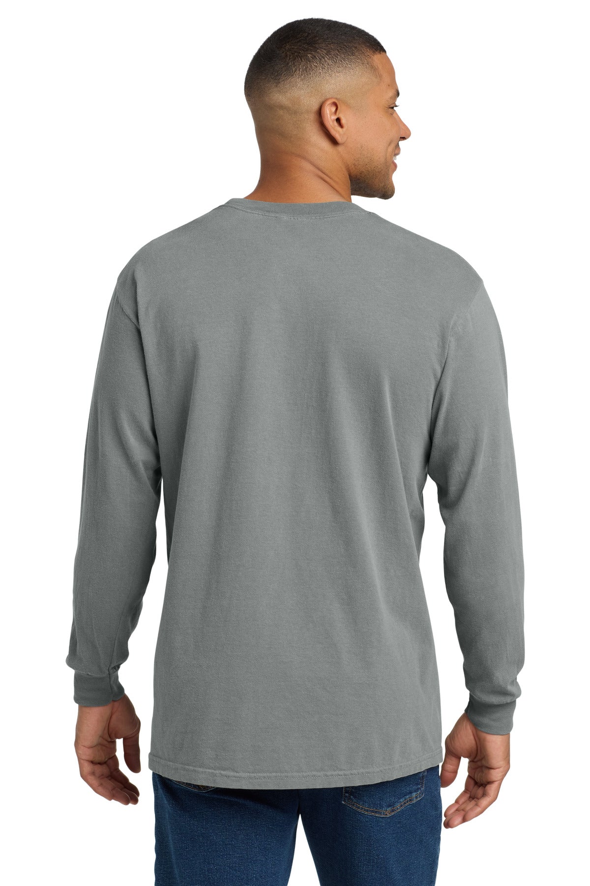 COMFORT COLORS  Heavyweight Ring Spun Long Sleeve Pocket Tee - Granite