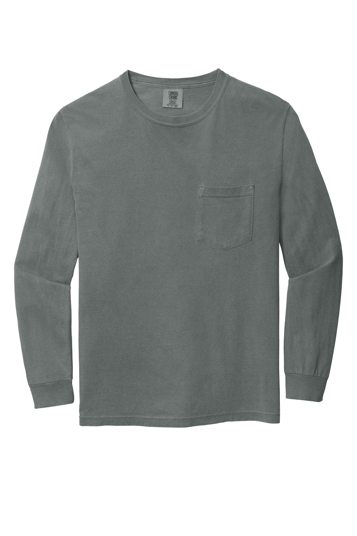 COMFORT COLORS  Heavyweight Ring Spun Long Sleeve Pocket Tee - Grey