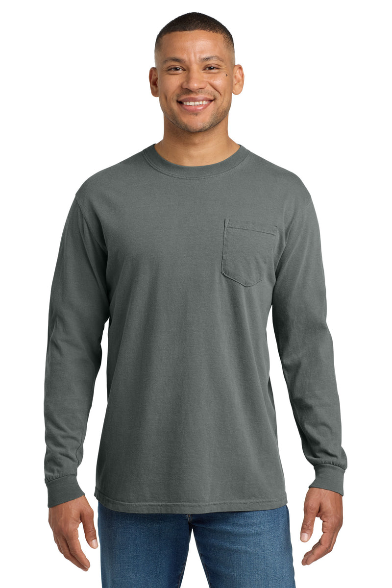 COMFORT COLORS  Heavyweight Ring Spun Long Sleeve Pocket Tee - Grey