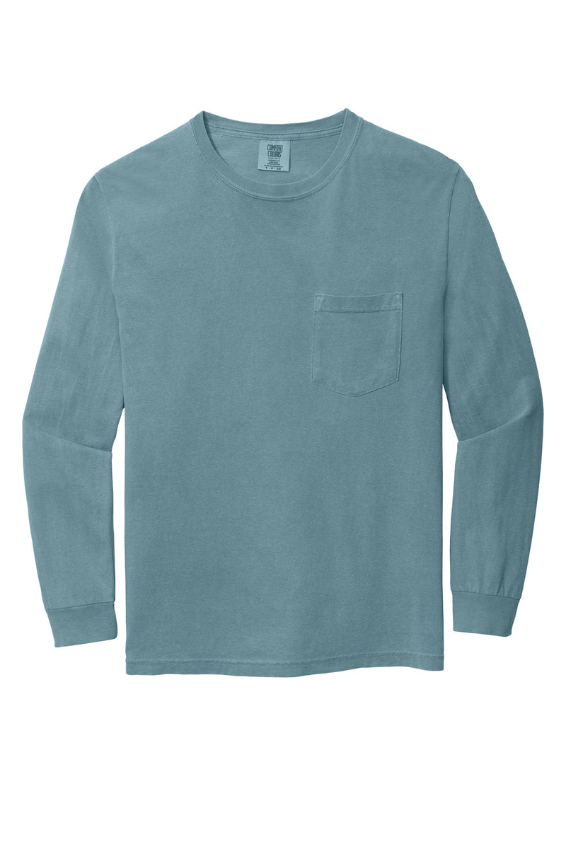 COMFORT COLORS  Heavyweight Ring Spun Long Sleeve Pocket Tee - Ice Blue