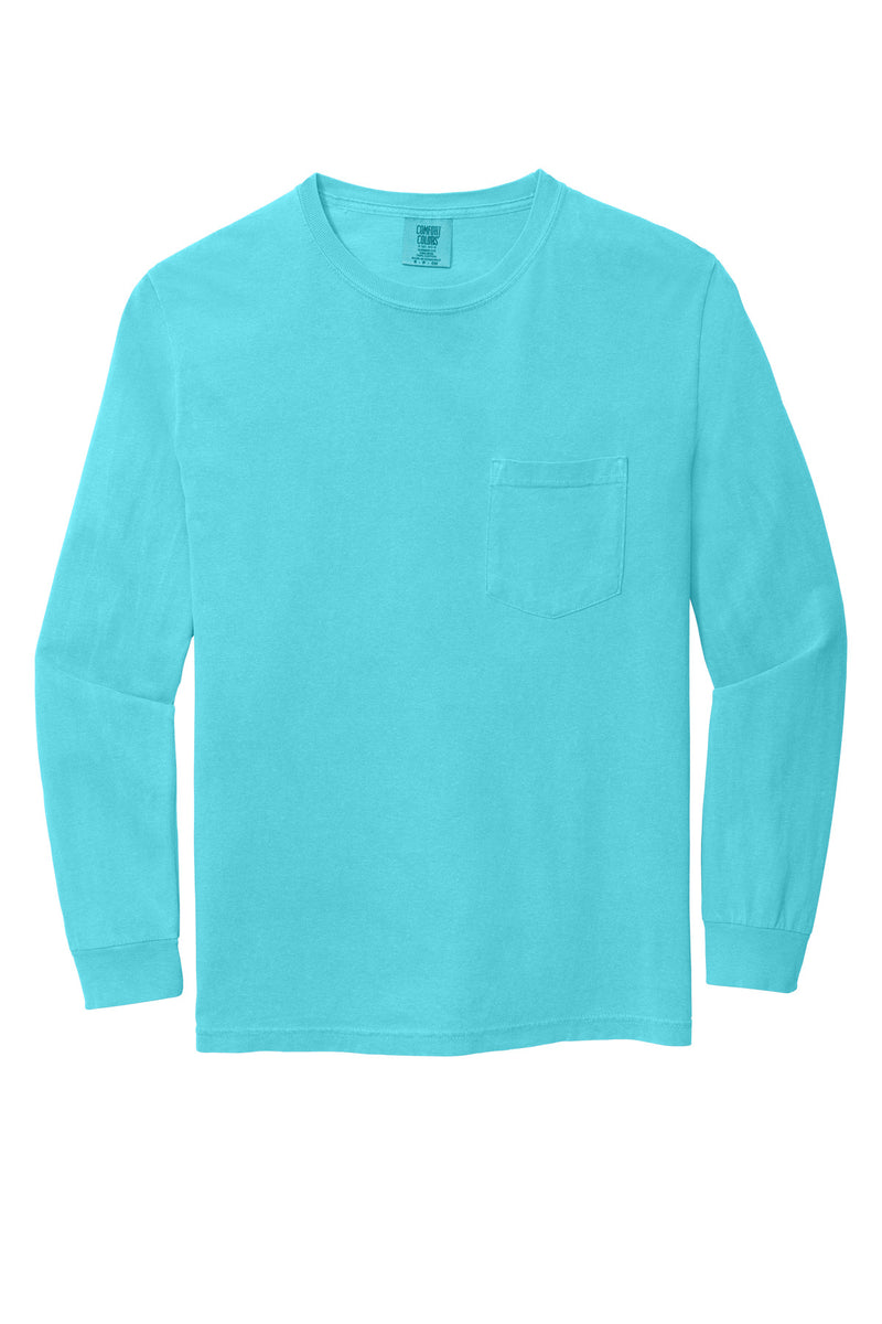 COMFORT COLORS  Heavyweight Ring Spun Long Sleeve Pocket Tee - Lagoon