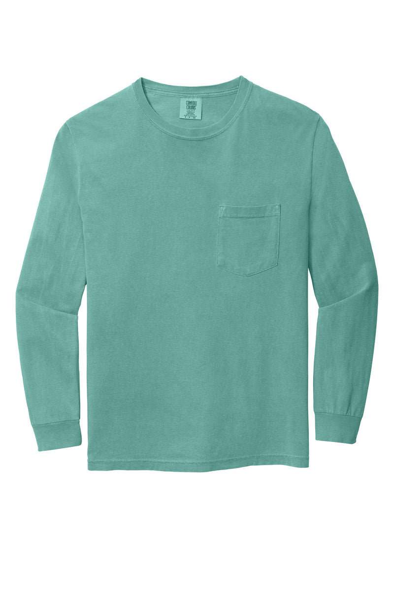 COMFORT COLORS  Heavyweight Ring Spun Long Sleeve Pocket Tee - Seafoam