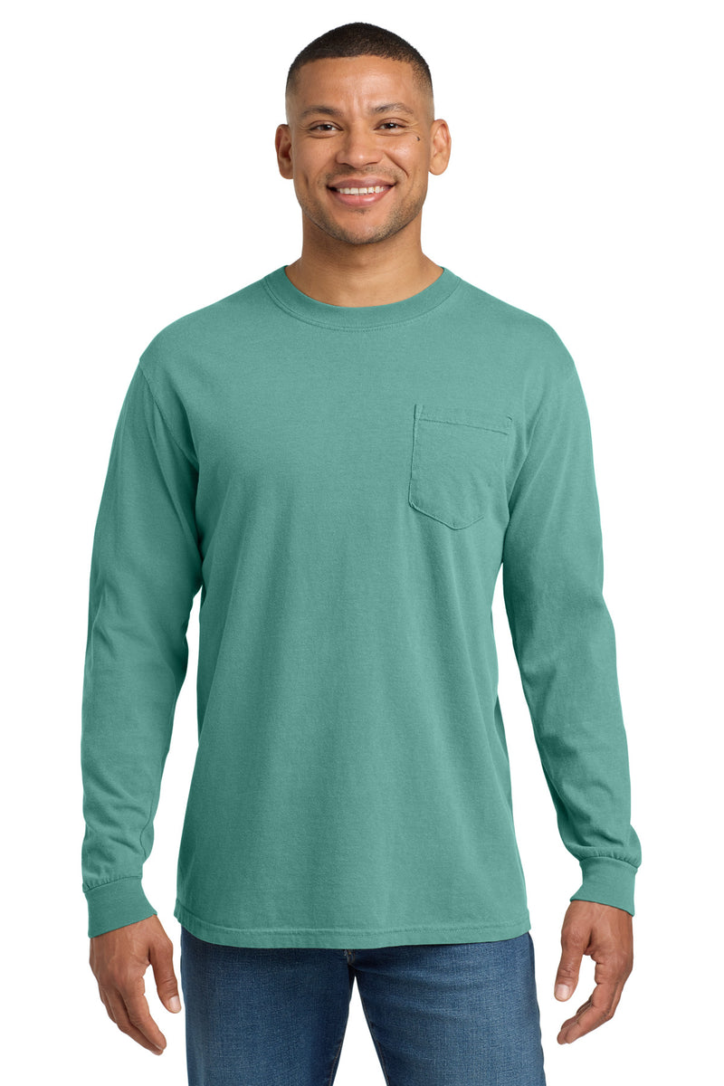 COMFORT COLORS  Heavyweight Ring Spun Long Sleeve Pocket Tee - Seafoam
