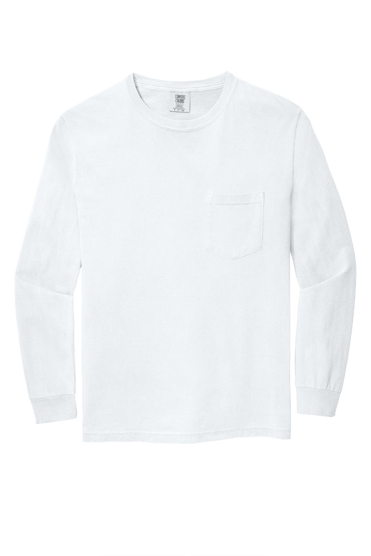 COMFORT COLORS  Heavyweight Ring Spun Long Sleeve Pocket Tee - White
