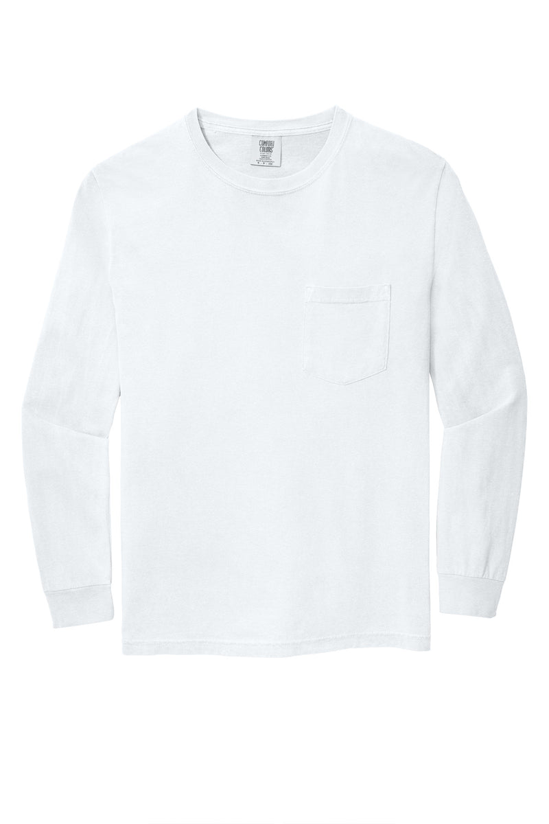COMFORT COLORS  Heavyweight Ring Spun Long Sleeve Pocket Tee - White