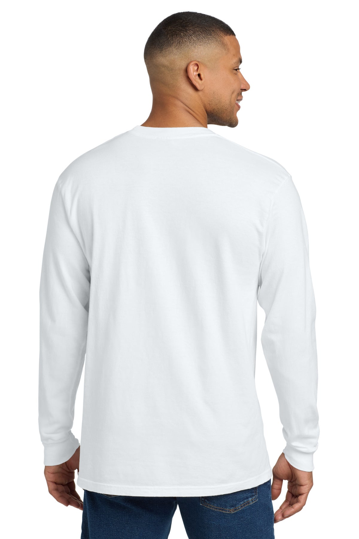 COMFORT COLORS  Heavyweight Ring Spun Long Sleeve Pocket Tee - White