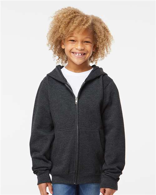 Youth Midweight Full-Zip Hooded Sweatshirt - Charcoal Heather