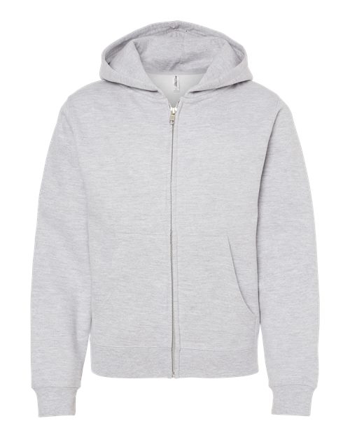Youth Midweight Full-Zip Hooded Sweatshirt - Grey Heather