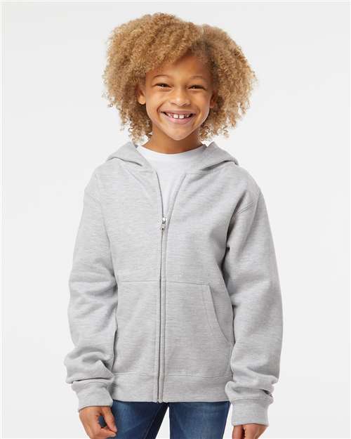 Youth Midweight Full-Zip Hooded Sweatshirt - Grey Heather