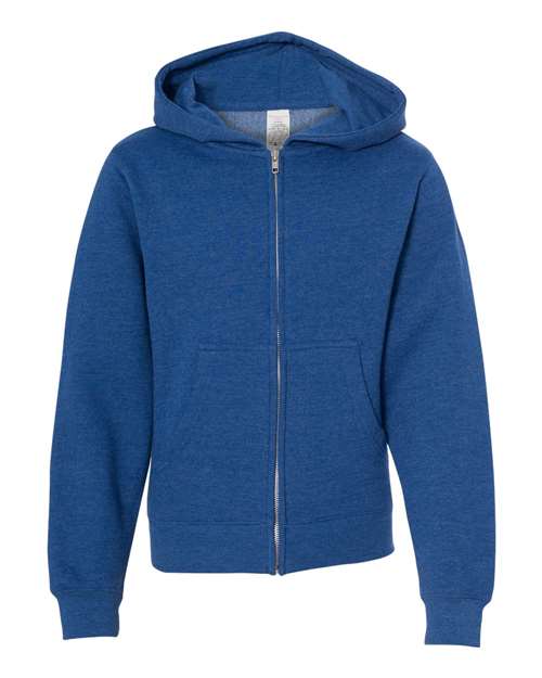 Youth Midweight Full-Zip Hooded Sweatshirt - Royal Heather