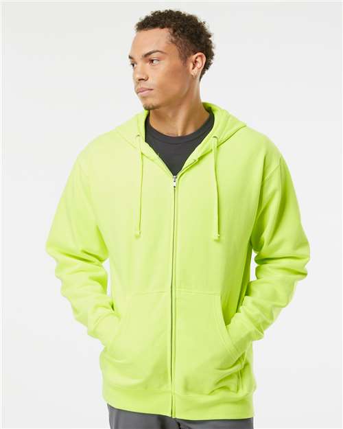Unisex Midweight Full-Zip Hooded Sweatshirt - Safety Yellow