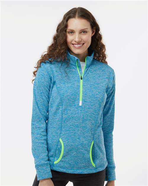 Women's Cosmic Fleece Quarter-Zip Pullover - Electric Blue/ Neon Green