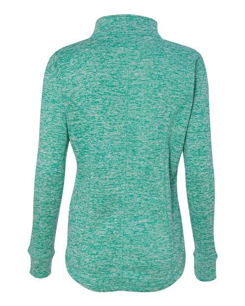 Women's Cosmic Fleece Quarter-Zip Pullover - Emerald/ Neon Yellow