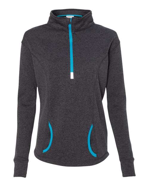 Women's Cosmic Fleece Quarter-Zip Pullover - Onyx Fleck/ Electric Blue