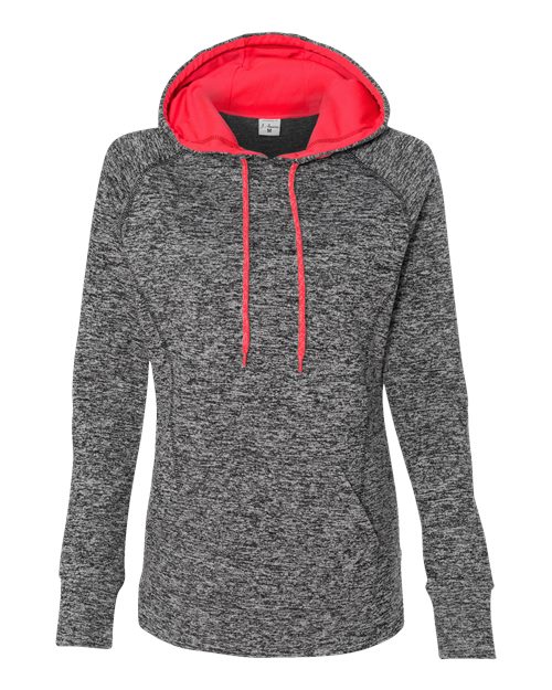 Women’s Cosmic Fleece Hooded Sweatshirt - Charcoal Fleck/ Fire Coral