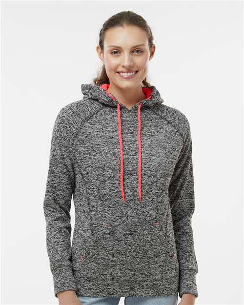 Women’s Cosmic Fleece Hooded Sweatshirt - Charcoal Fleck/ Fire Coral