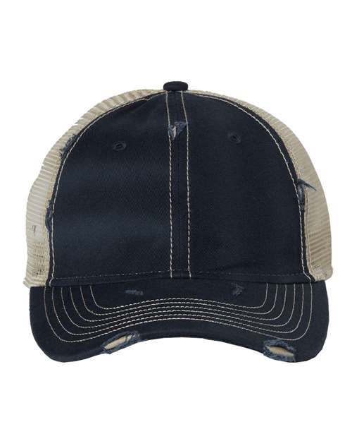 Bounty Dirty-Washed Mesh-Back Cap - Navy/ Khaki